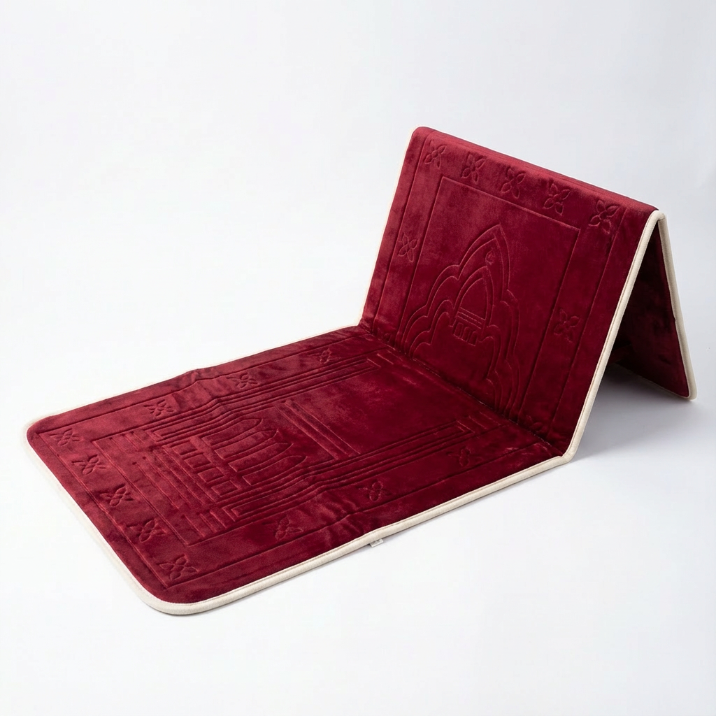 Red Foldable Prayer Mat with Backrest