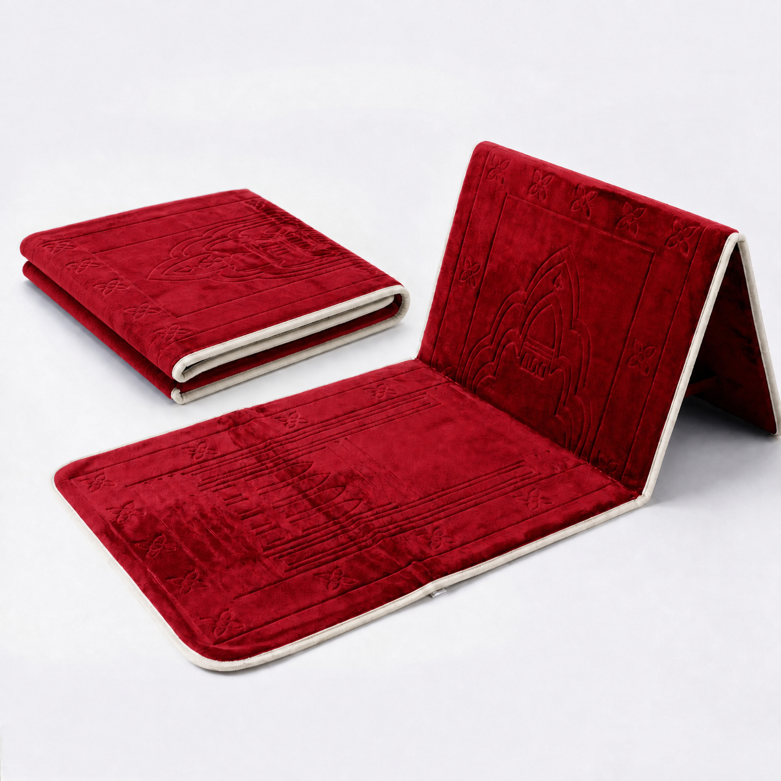 Red Foldable Prayer Mat with Backrest