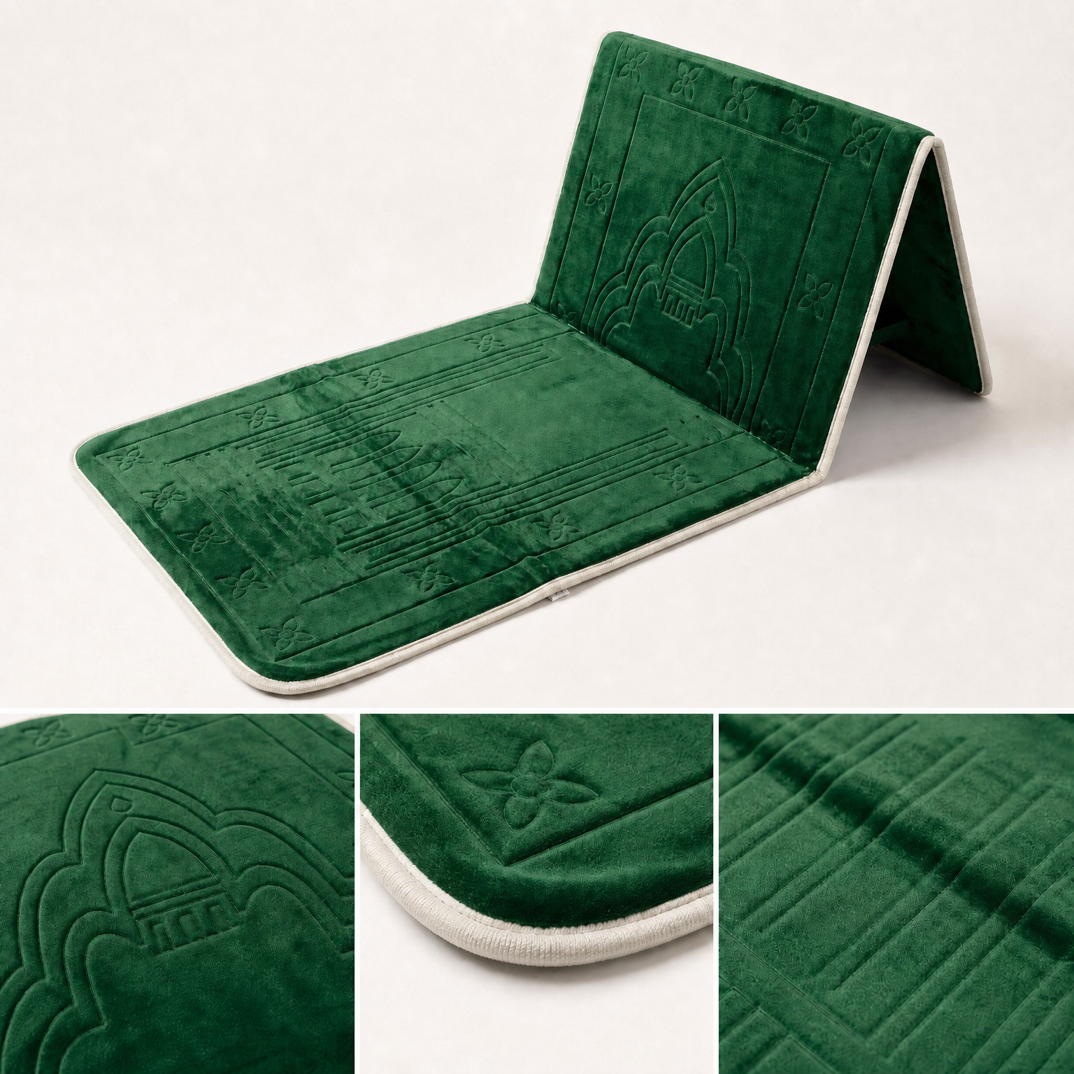 Green Foldable Prayer Mat with Backrest