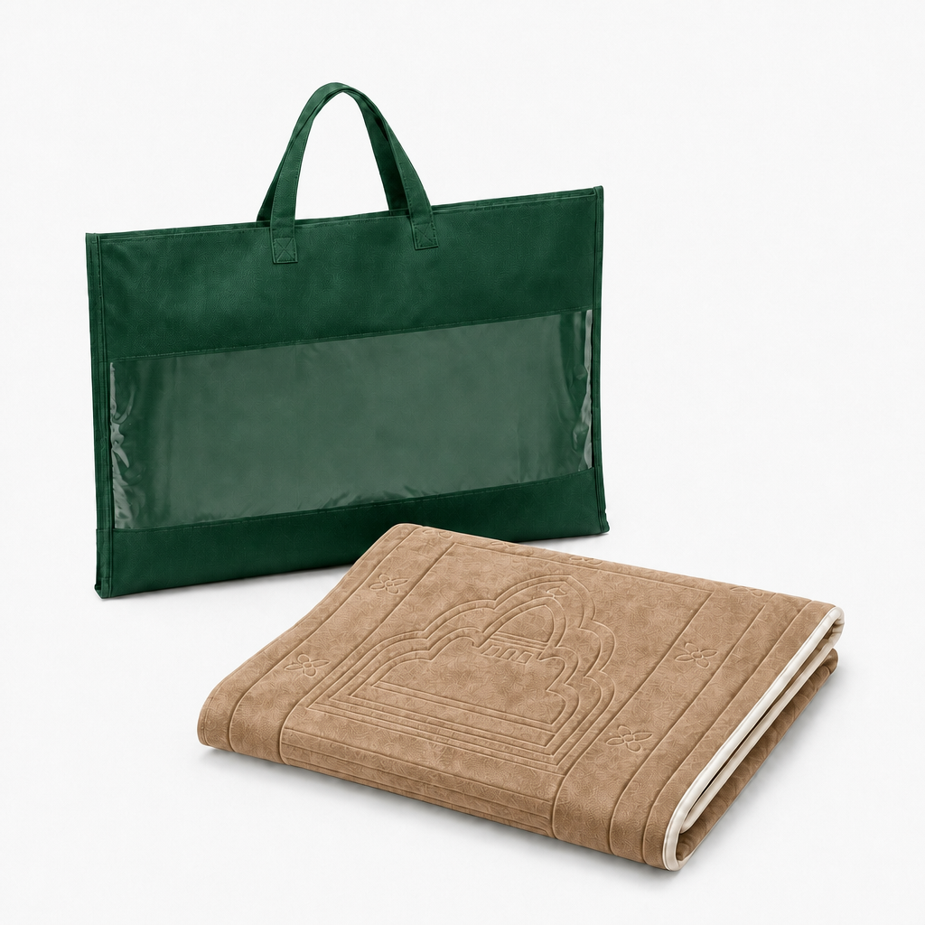 Light Brown Foldable Prayer Mat with Backrest